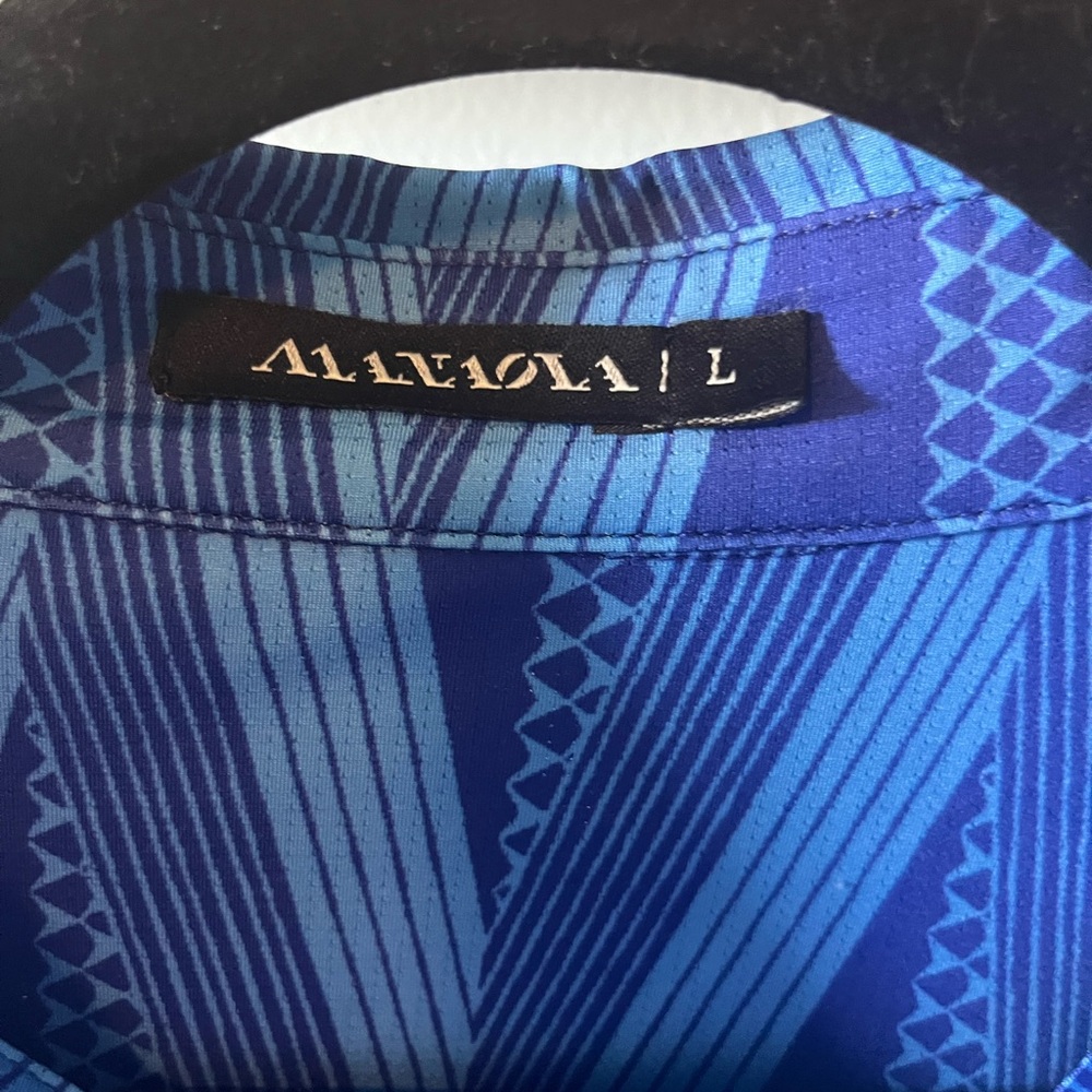 Manaola Blue and Purple Geometric Casual Shirt